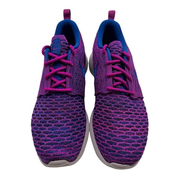 Nike Roshe One Flyknit Shoes Womens 9‎ Fuchsia Royal Blue Sneakers 704927-501 - Picture 5 of 10